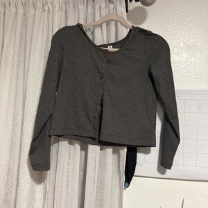 Gray Long Sleeve Button-Up Top